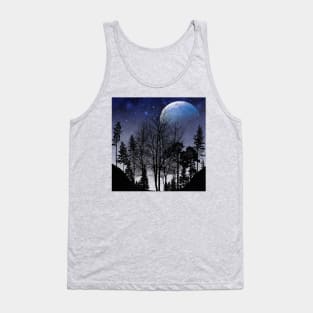 Pine trees under full moon Tank Top